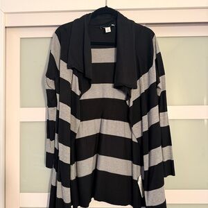 Black and Gray Striped Cardigan -Women’s Medium